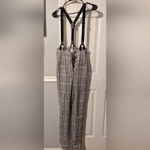Unique Vintage Monochrome Plaid Jumpsuit